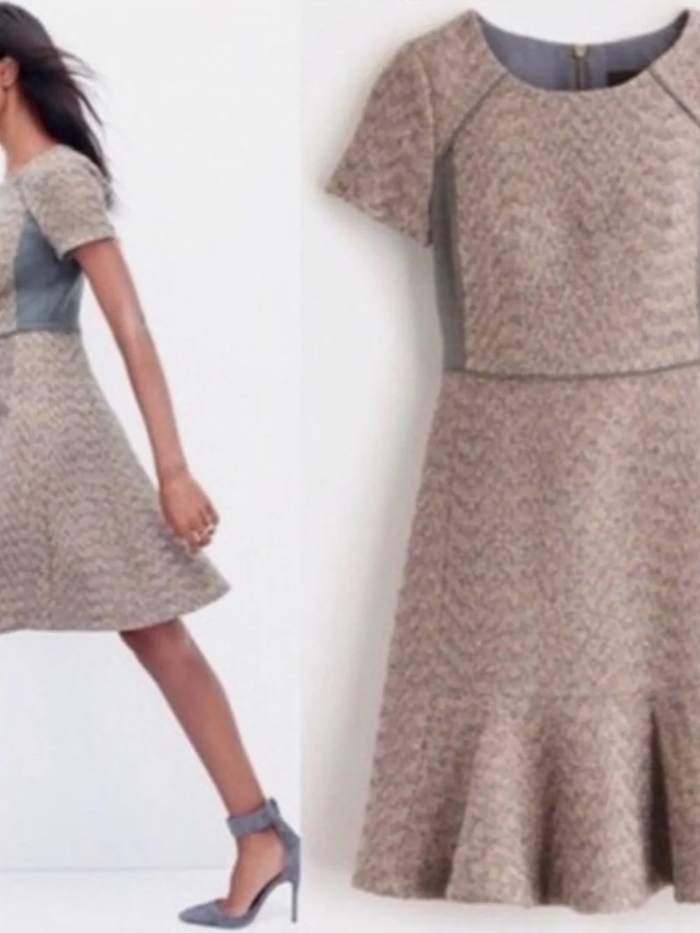 J.Crew Metallic Mixed Tweed Fit & Flare Dress Sz 6 A-line, fit-and-flare Office - Picture 4 of 13